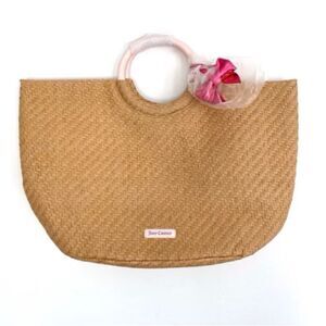 BRAND NEW W TAGS. Juicy Couture Signature Straw Tote Bag ‘Bows Before Beaus”.